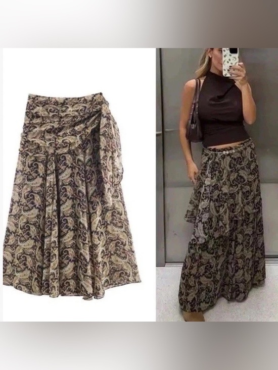 Zara Dresses & Skirts - ZARA ZW COLLECTION MID-WAIST PAISLEY LONG SKIRT size L